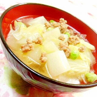 ❤大根と白菜と牛豚挽肉の中華風スープ❤